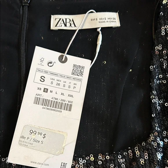 ✨ Zara Black Sequin Mini Dress – Size Small – NWT - Picture 6 of 8